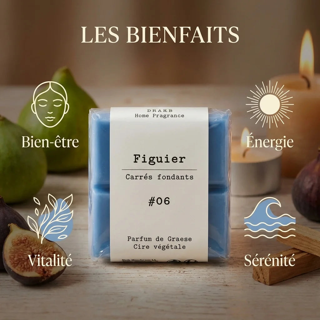 Fondants parfumés Figue Drake cire végétale - bienfaits bien-être, énergie, vitalité et sérénité