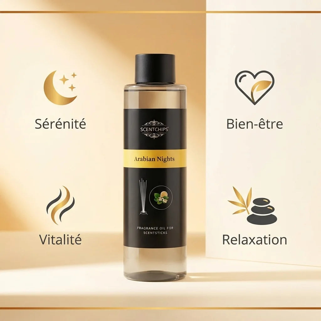 Huile Diffuseur Arabian Nights 400ml Scentchips avec bénéfices sérénité bien-être relaxation