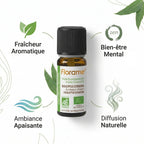 Huile essentielle Eucalyptus Citriodora Florame 10ml avec infographie bénéfices bien-être