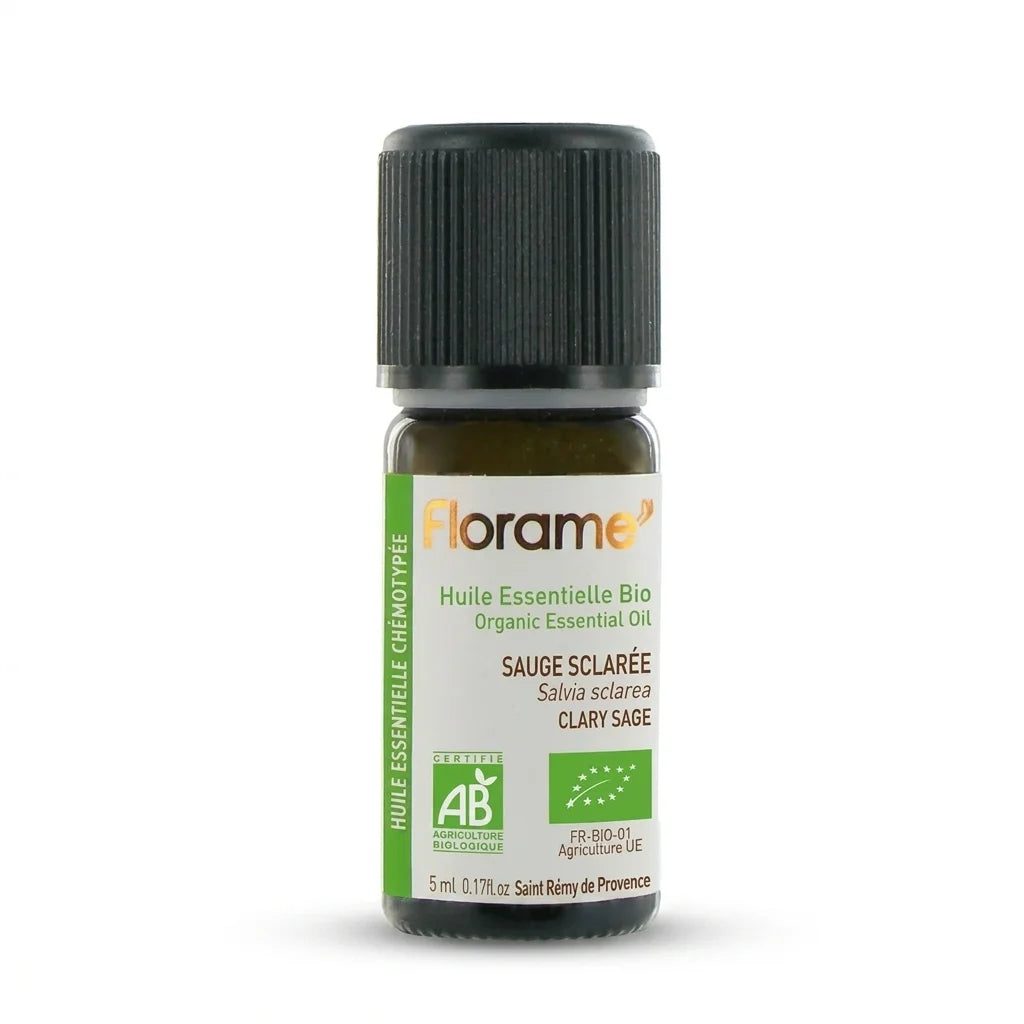 Huile essentielle Bio Sauge Sclarée 5ml Florame - flacon verre ambré bouchon vert