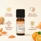Huile essentielle orange douce bio Terra Etica 10ml avec bénéfices bien-être et certification équitable