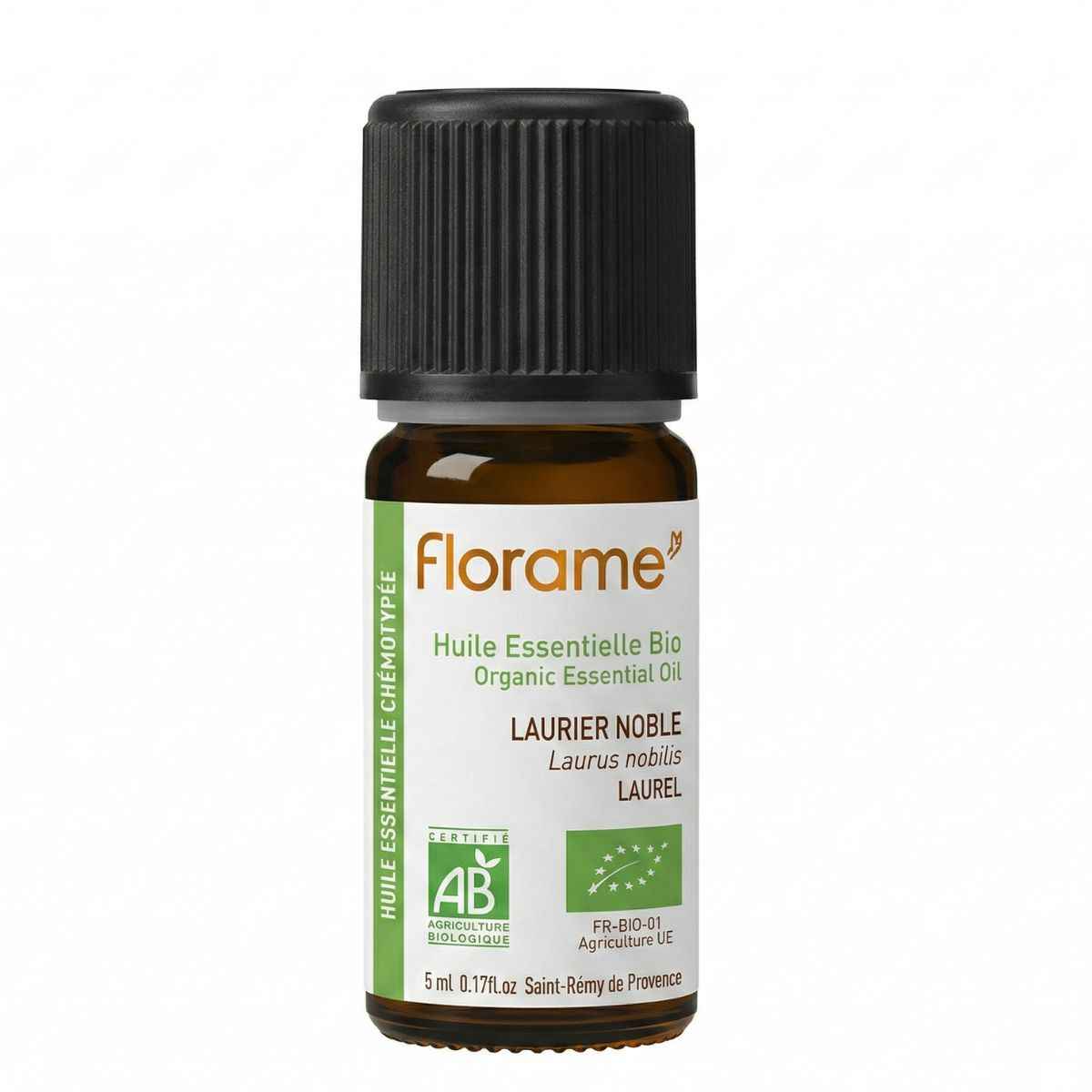 un flacon de 5ml d'huile essentielle de laurier noble de la marque terra etica