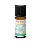 Flacon d'huile essentielle Respiratoire Bio Florame 10ml en verre ambré avec bouchon noir