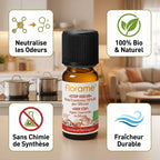 Flacon Florame Stop Odeur Bio 10ml avec bénéfices naturels et bio sur fond blanc studio
