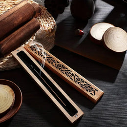 Brûleur Encens Bois Sculpté Artisanal - Petit Format Zen