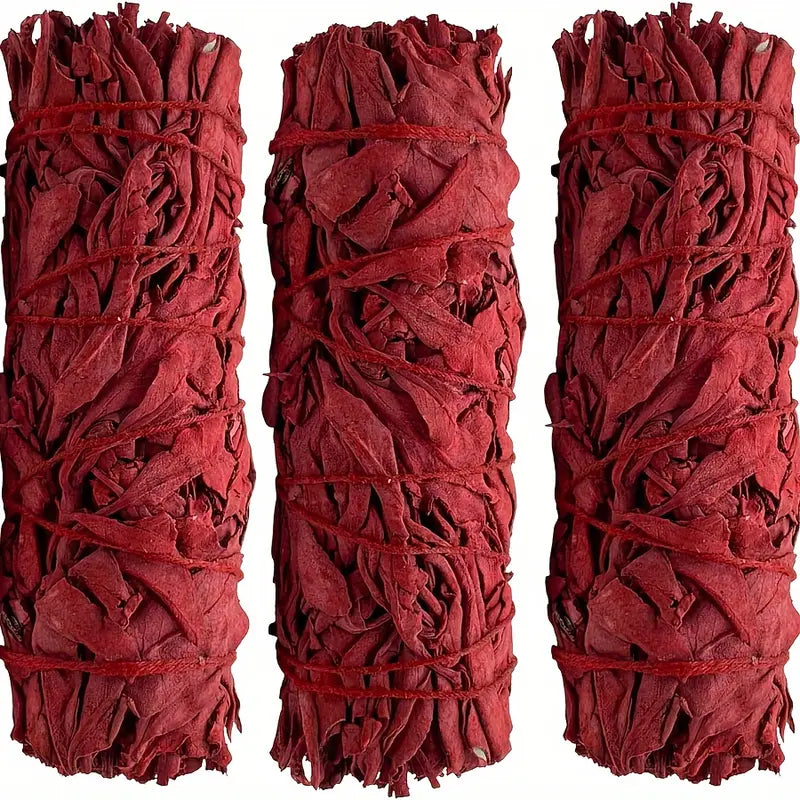 Trois Tresses de Sauge Sang de Dragon côte à côte