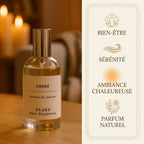 Spray d'ambiance Ambre Drake 100ml Parfum de Grasse sur surface bois avec bénéfices bien-être