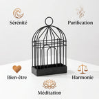 Support cage métal noir pour spirale d'encens avec bénéfices bien-être