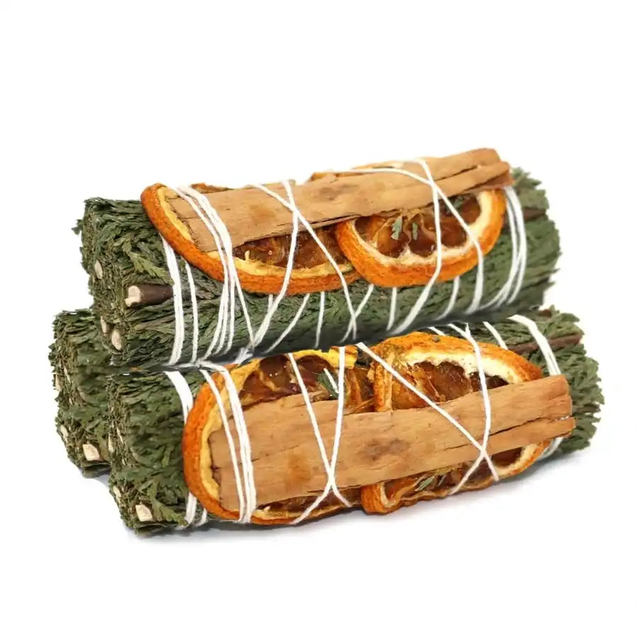 3 bâtonnets de Sauge blanche cèdre, orange et cannelle