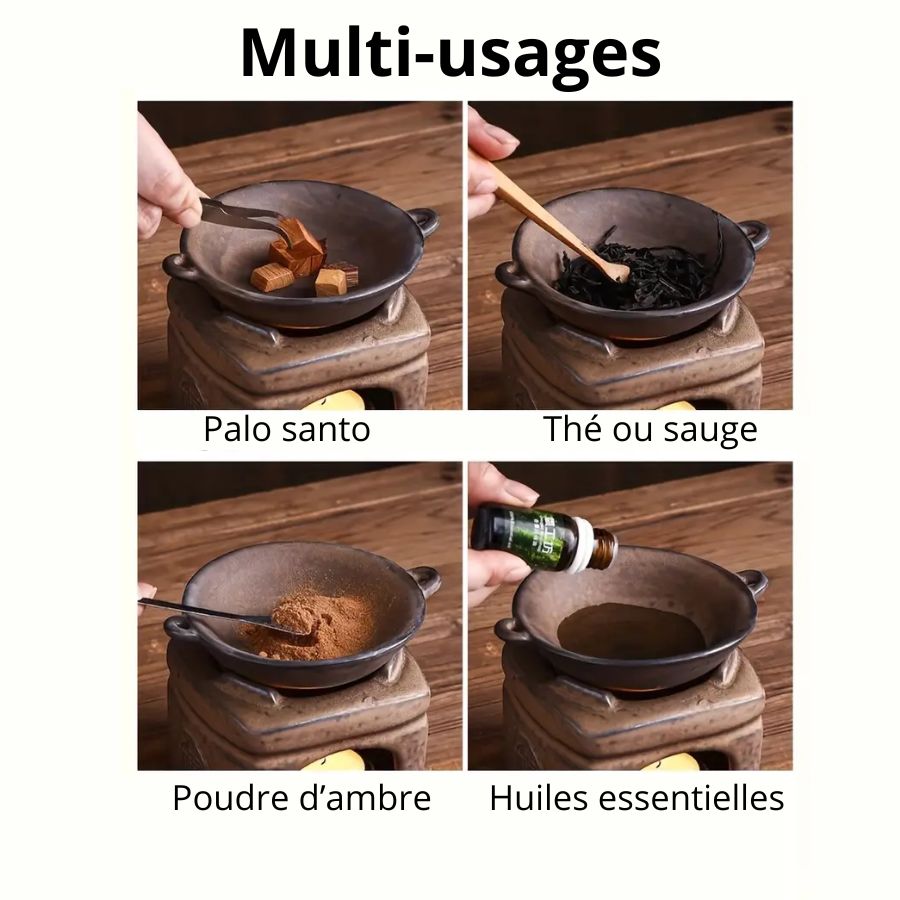 Les usages possibles du brûleur d'encens en céramique artisanal Effet pierre